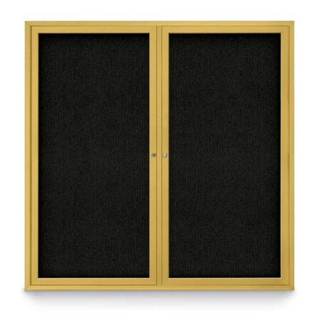 United Visual Products Sliding Door Indoor Enclosed Corkboard, 9 UV9029ACSH-GOLD-PEARL